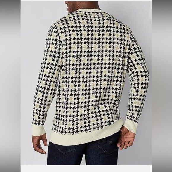 NWT Men's Shaquille O'Neal Big & Tall Crew Pullover Sweater Houndstooth $80 - Picture 3 of 5